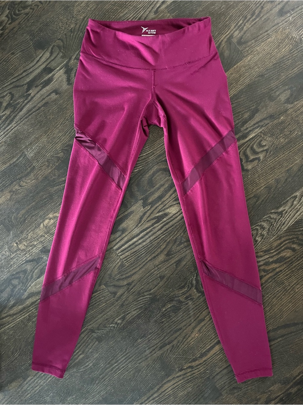 Old Navy Active Go-Dry Fitted Purple Pink Workout Leggings Mesh Panels Size S